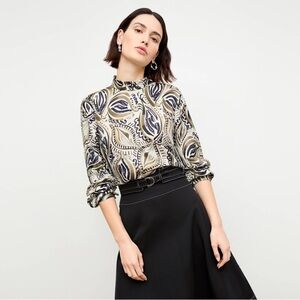 MM LaFleur The Sohee Top - Washable Silk Charmeuse Brushstroke Paisley M NWT